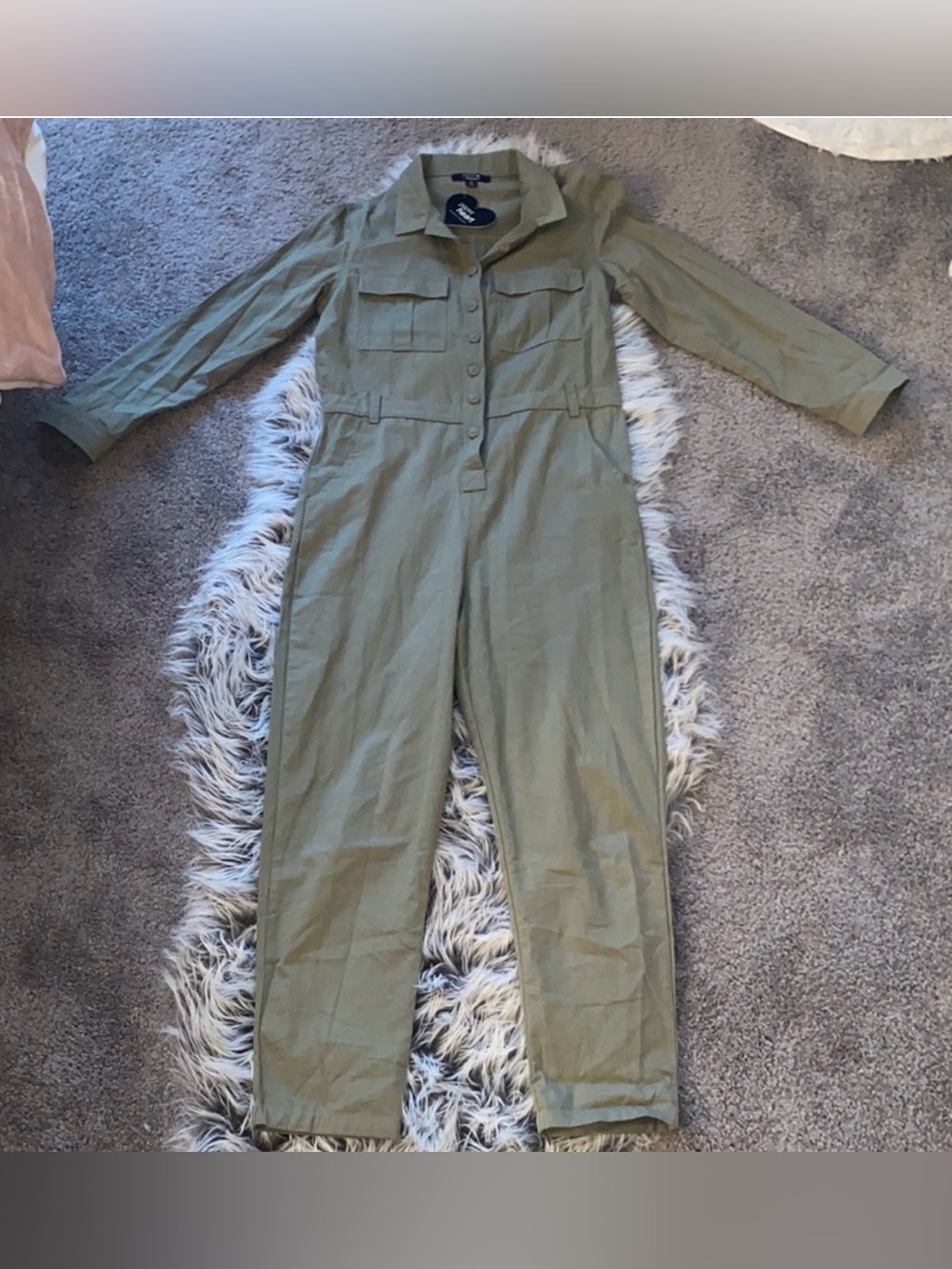 Green Long Sleeved Utility Jumpsuit